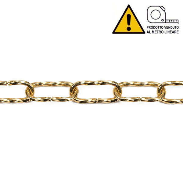 MINUTEX Catena Ritorta Filo Quadro in Acciaio Ottonato MOD. 202 D.MM3,5 - MINUTEX